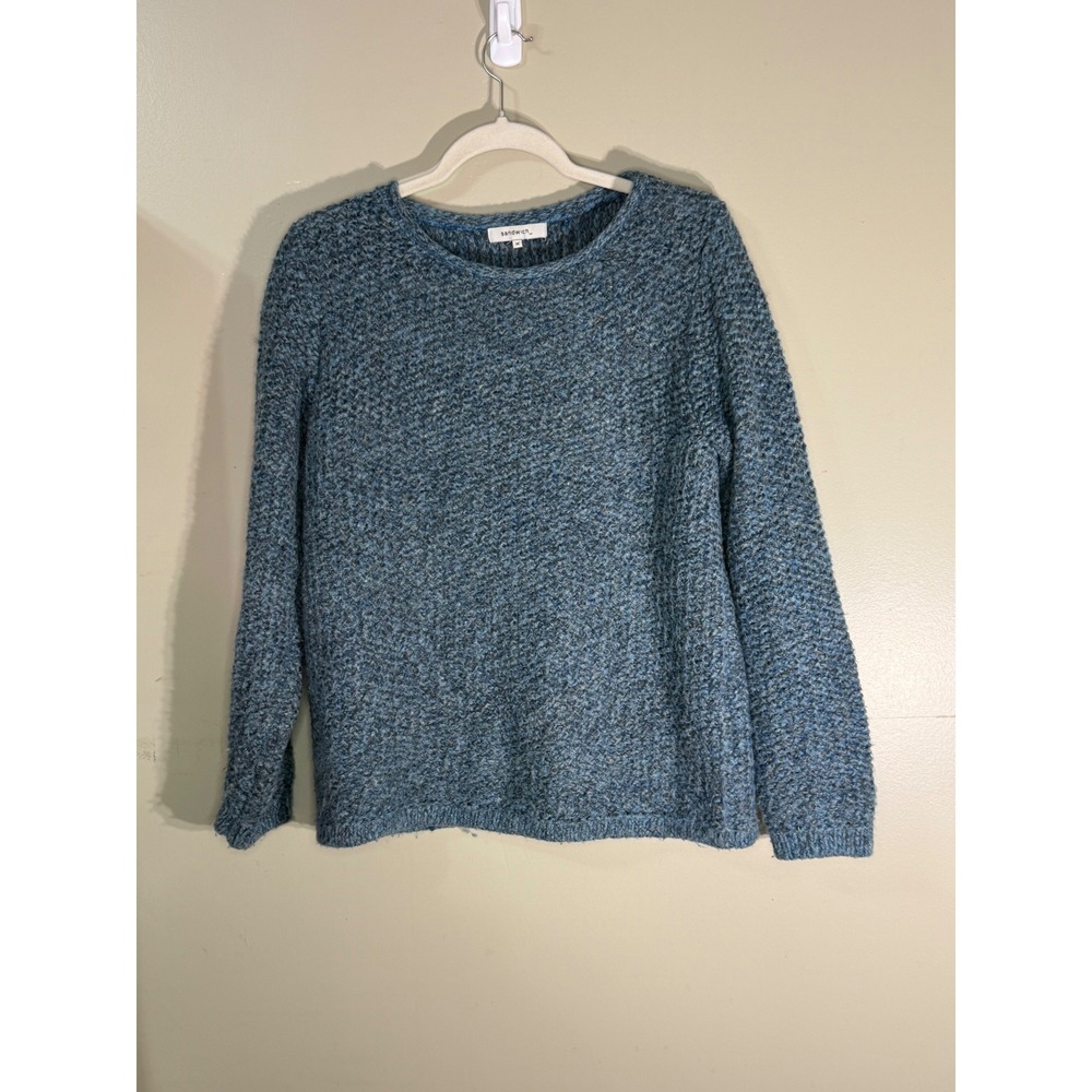 Sandwich_ Blue Marl Mohair Wool Blend Chunky Knit Crew Neck Sweater Size M